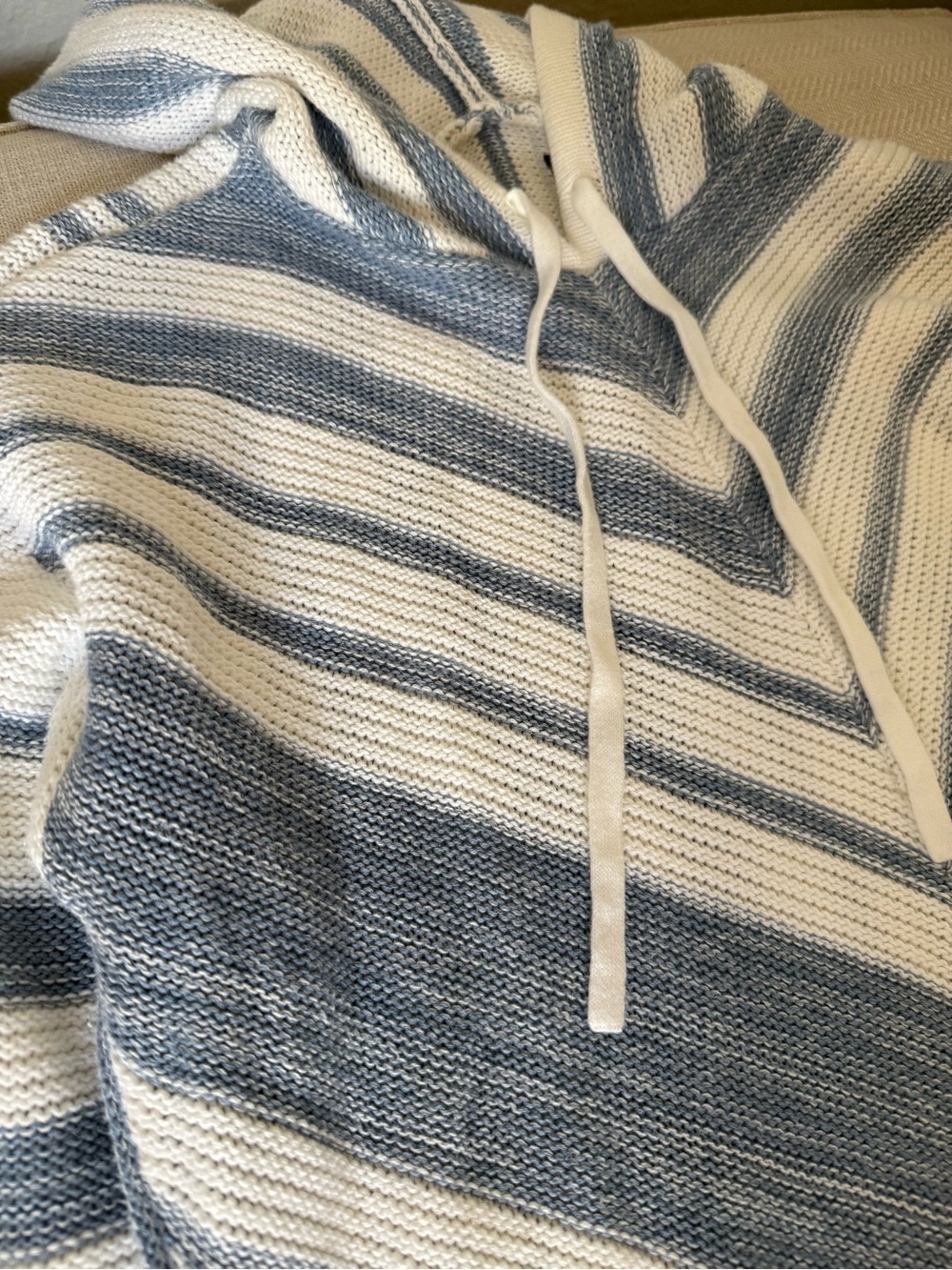 Ralph Lauren Striped Knit Hoodie — Blue and White